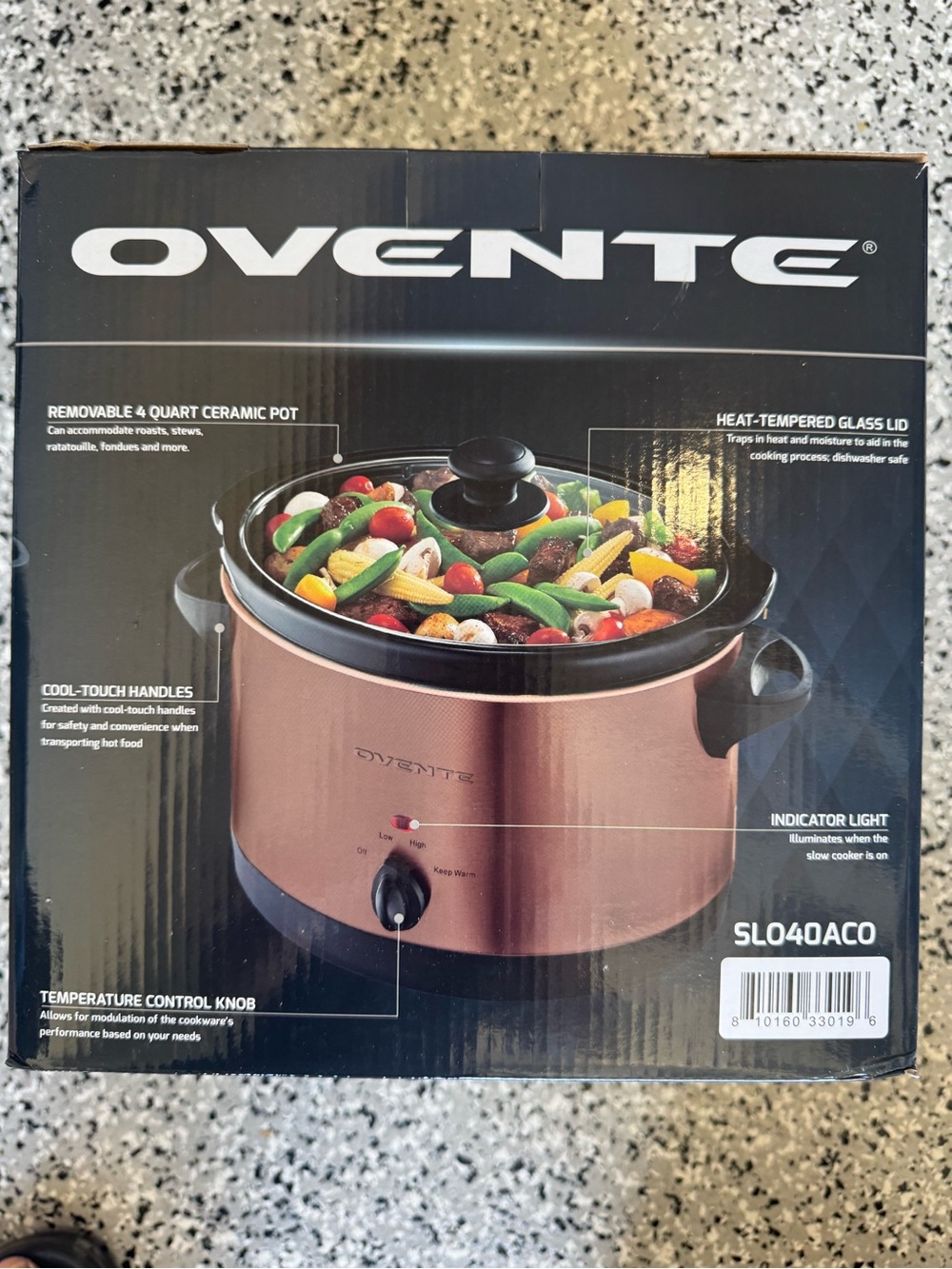 Ovente 4-Quart Slow Cooker With Heat-Tempered Glass Lid NEW